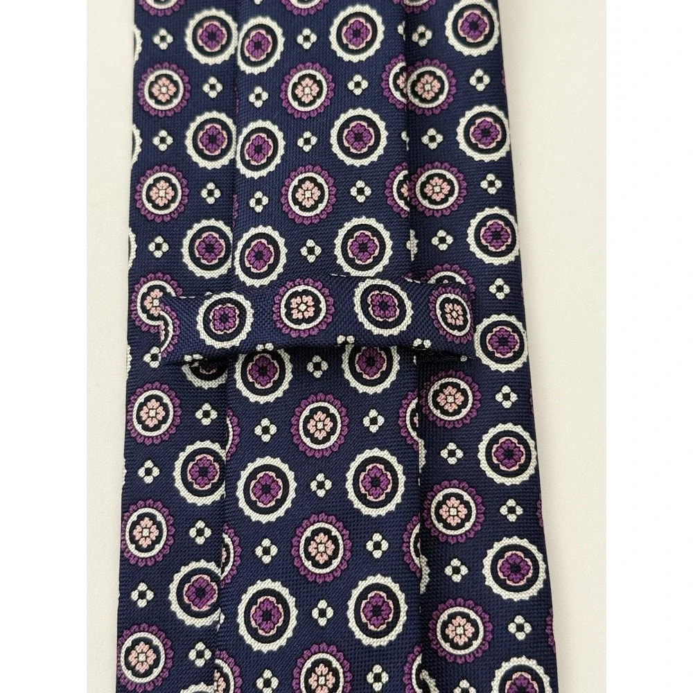 Daniel CREMIEUX 100% Silk Tie Blue Purple White‎ Floral Geometric USA Made EUC
